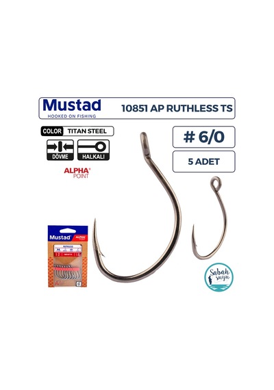 Mustad 10851 Ap Ruthless Delikli Olta İğnesi Ts 6/0 5 Adet