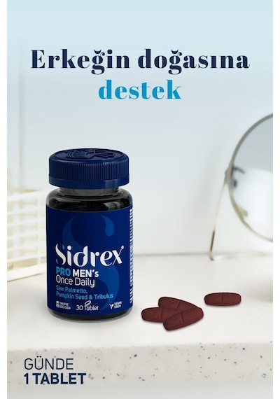 Sidrex Pro Men's Once Daily Cüce Palmiye Eki İçeren Takviye Edici Gıda 30 Tablet