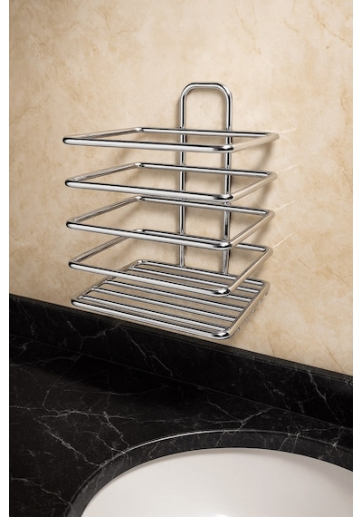 Krom Yapışkanlı Diş Fırçalık - Duvar Tipi, Çok Amaçlı Organizer - Paslanmaz Metal - Dş-01 Krom