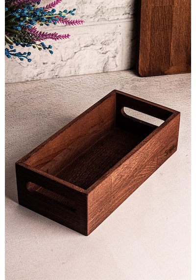 Bready - Ekmek Sepeti Kulplu Ekmeklik Sandık Kutusu 24,5 X 12 X 7cm Ahşap