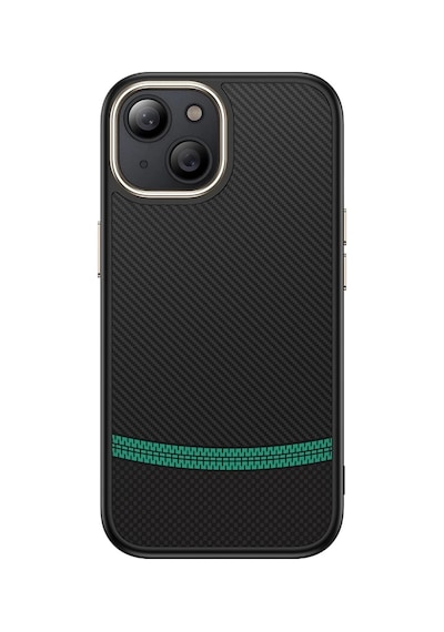 Apple Uyumlu iPhone 14 Plus Kılıf M-safe Şarj Özellikli Karbon Fiber Görünümlü Zore Antina Kapak Siyah-yeşil