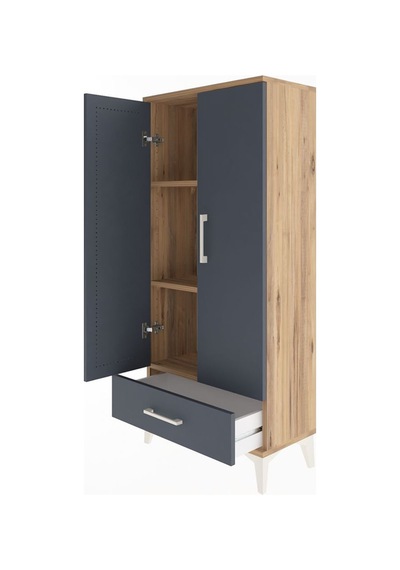 Arges Dolap 3 Raflı Tek Çekmeceli 2 Kapaklı 60x30x134 Çam-ant... Çam
