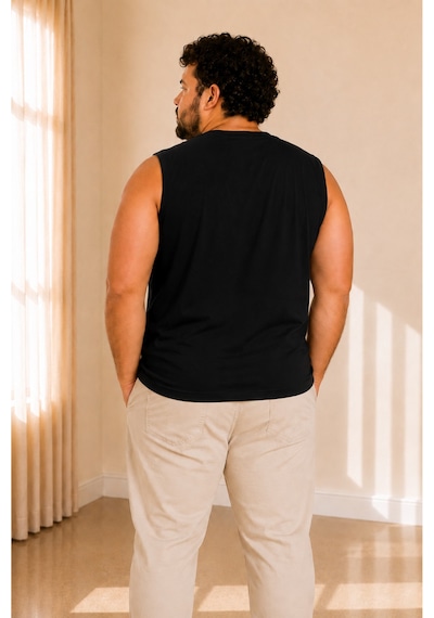 Sngl Tekstil Erkek Büyük Beden Oversize Sıfır Kollu T-shirt 3xl 4xl 5xl 6xl 7xl 8xl 9xl Siyah