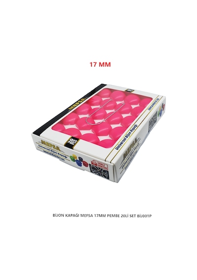 Bijon Kapağı Düz 17 Mm Pembe 20 Li Set