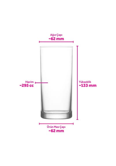 Lav Liberty Cam Meşrubat Bardağı 6'lı 295 ml (Limonata Bardağı )