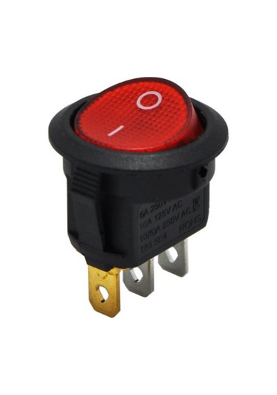 Yuvarlak Işıklı On-off Anahtar 10a Kırmızı 3 Pinli Yuvarlak Işıklı Switch 5 Adet