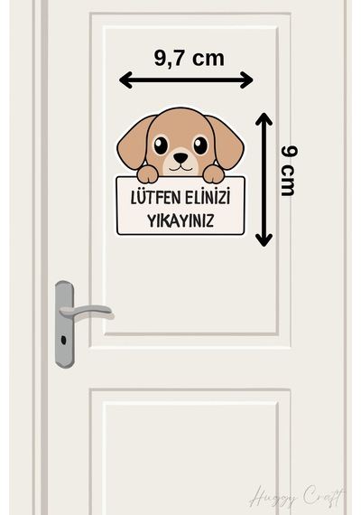 Lütfen Elinizi Yıkayınız Sevimli Köpek Sticker Banyo Etiketi Standart