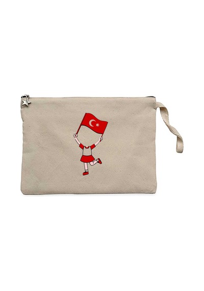 Kız Çocukların Bayramı Krem Clutch Astarlı Cüzdan / El Çantası