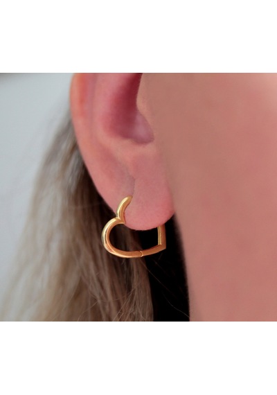 Kalp Figür Gold Küpe Gümüş