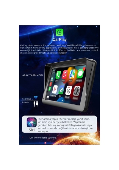 Techtic 7inç Carplay&android Auto Kablosuz Tak Çalıştır Multimedy
