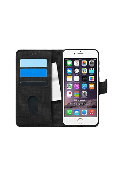 Apple İphone 6s İçin Kılıf Fabric Book Wallet Siyah İphone 6s İle Uyumlu Kılıf - Siyah
