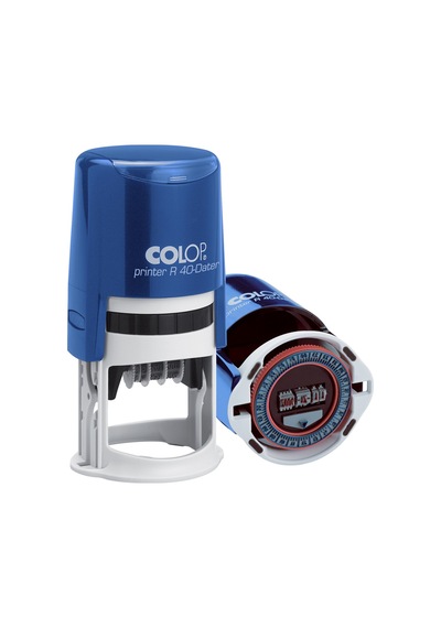 Colop R40 Tarih Kaşe En Mavi Kasa Mavi/kırmızı Keçe - 40mm Renksiz
