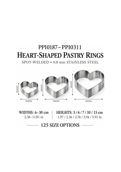 Fida Pasta Çemberi Kalp Düz 0,8mm Yükseklik 7 Cm Paslanmaz Ø23 Cm Inox