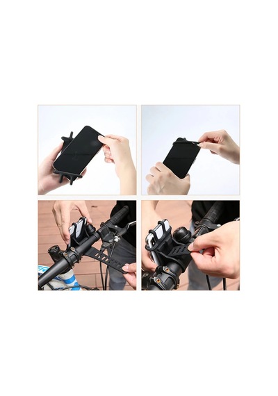 Floveme Universal Silikon Bisiklet Motosiklet Telefon Tutucu- 5775 - Hs08379537-7294 Siyah Siyah