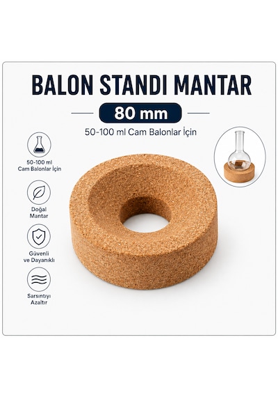 Balon Standı Mantar 80 Mm - 50-100 Ml Cam Balonlar İçin