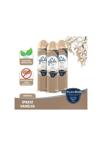 Aerosol Oda Kokusu İpeksi Vanilya 3 'lü Set Tatlı Aerosol Oda Kokusu İpeksi Vanilya 3 'lü Set Tatlı