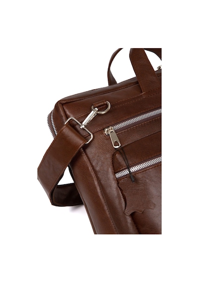 Newish Polo 15.6'' Hakiki Deri Bilgisayar Laptop Çantası Kahverengi