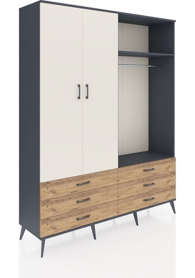 Hyperion Gardrop 4 Raflı 6 Çekmeceli 2 Askılı 176x44x221 Antrasit-aytaşı/çam Aytaşı/çam Hyperion Gardrop 4 Raflı 6 Çekmeceli 2 Askılı 176x44x221 Antrasit-aytaşı/çam Aytaşı/çam