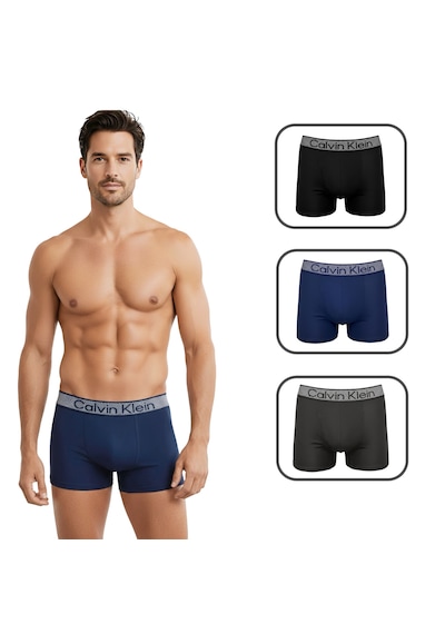 Calvin Klein 3'lü Boxer Set %100 Organik Pamuk Antrasit - Lacivert