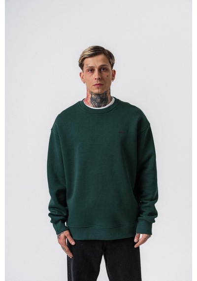 Erkek Respire Yazı Detaylı Basic Oversize Sweatshirt Nefti
