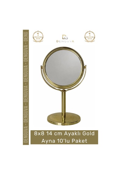 Ayna Nişan Nikah Hediyelik Dekoratif Masa Üstü Organizasyon Ayaklı Gold Ayna 10'lu Paket Çok Renkli