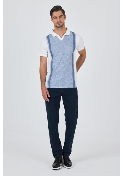 Kısa Kol Baskılı Suprem İtalyan Yaka Cepsiz Slim Fit Tişört 1011250123 İndigo Kısa Kol Baskılı Suprem İtalyan Yaka Cepsiz Slim Fit Tişört 1011250123 İndigo