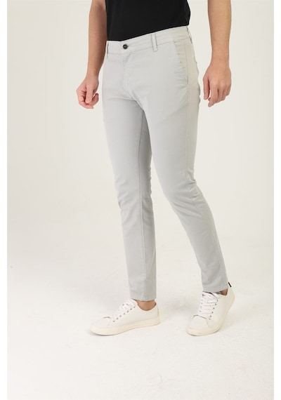 Tom Free Store Erkek Likralı Esnek Kumaş Pamuklu Yumuşak Dokulu Chino Pantolon Gri