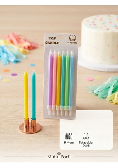 Top Candle Pasta Mumu 6 Adet Doğum Günü Ve Parti Kutlama Seti No:3