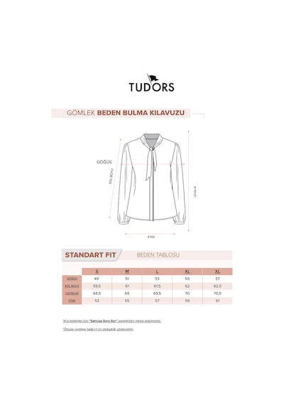 Tudors Kadın Standart Fit Normal Kesim Fiyonklu Siyah Gömlek-38855 Siyah