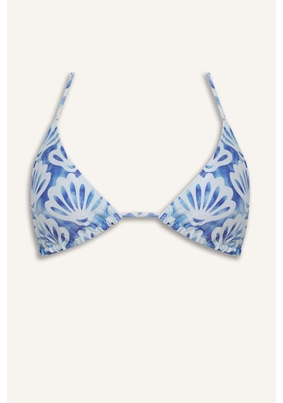 Defacto Regular Fıt Desenli Simli Kumaş Sax Mavi Bikini Üstü H1089ax26smbe114 Mavi-be114