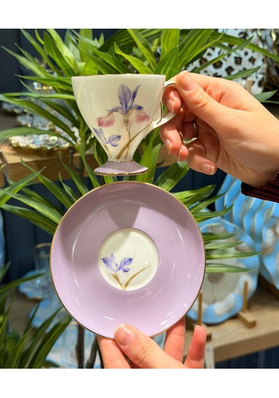 6 Kişilik Flora Kahve Fincan Takımı -5498 Mor
