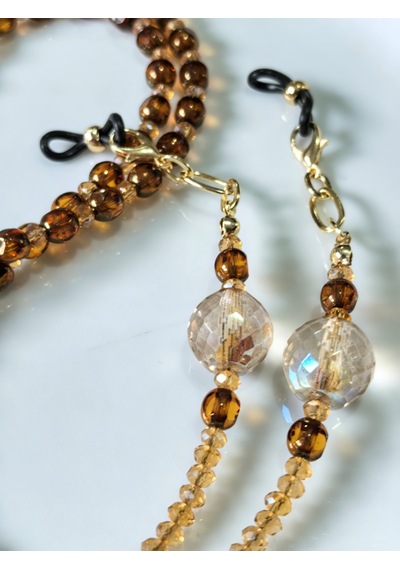Gözlük Zinciri Gerçek Kristal Taşlı Thinblack Amber