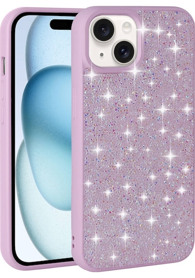 Apple     Uyumlu iPhone 15 Plus Kılıf Parlak Taşlı Tasarım Zore Pırlanta Kapak Pembe