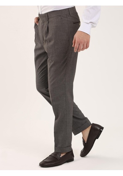 Dufy Kahve Melanj Erkek Slim Fit Pantolon - 97655 Kahverengi