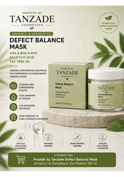 Produkt By Tanzade Defect Balance Kil Maskesi 100 Ml Aha, Bha, Pha Ve Salisilik Asit İçeren Arındırıcı Yüz Maskesi