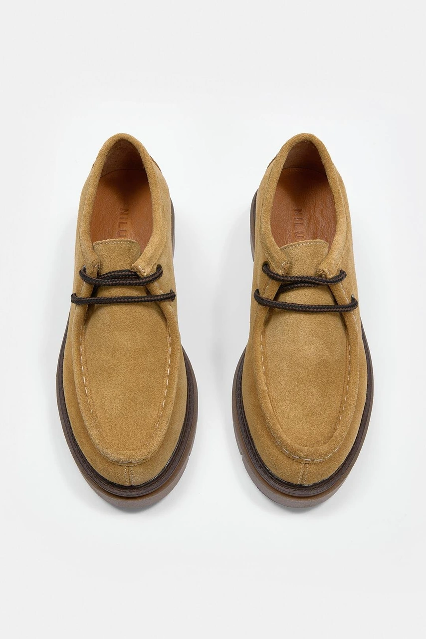 Isabella Camel Hakiki Süet Kadın Loafer Ayakkabı CAMEL
