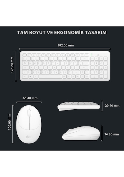 Lecoo KW204 Kablosuz Türkçe Q Klavye & Mouse Set