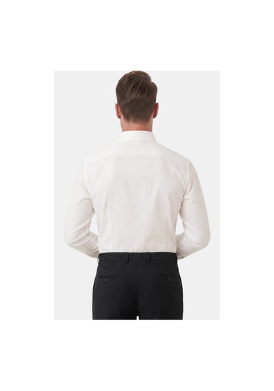 Deepsea Beyaz Slim Fit Kolay Ütülenebilir Açık Dik Yaka Likralı Erkek Gömlek 2602615