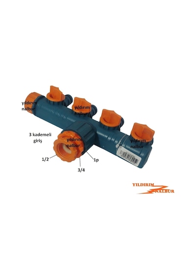 Bahçe Hortum Jak Dağıtıcı 4'Lü 1/2" - 3/4" - 1"