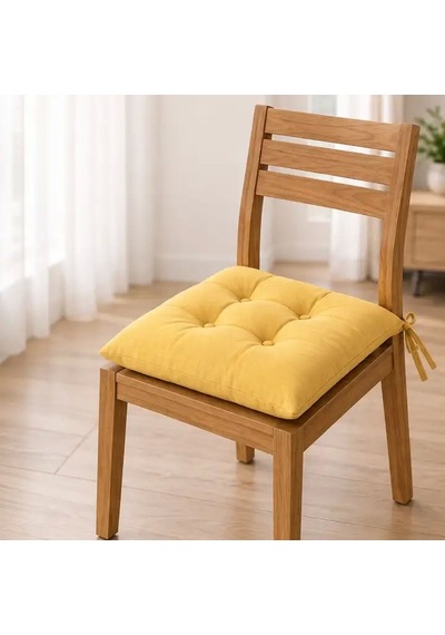 Bağcıklı Sandalye Minderi 40 40 4 Cm Hardal Çok Renkli