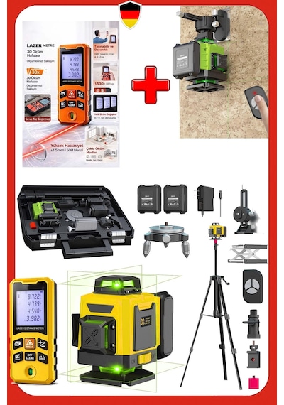 Deko Dk416cz 4d 16 Çizgi Yeşil Lazer Hizalama Terazili Tripot Seti + 50mt Otomatik Hizalama Set
