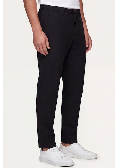 Sabri Özel Erkek Siyah Normal Kesim Regular Fit Pamuklu Armürlü Bel Lastikli Jogger Pantolon