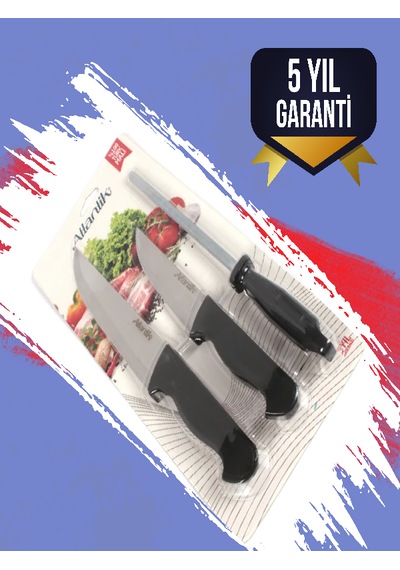 3'lü Masatlı Kurban Bıçak Seti Siyah