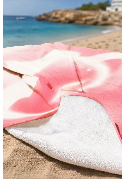 Kiraz Temalı Estetik Plaj Havlusu - Minimalist Pembe Beyaz Modern Hızlı Kuruyan Mikrofiber Havlu Pastel Gölgesi