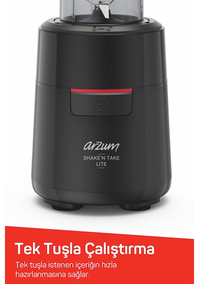 Arzum AR1191 Shake'N Take Lite Kişisel Blender 550W, 550 ml Taşınabilir Şişe, Buz Kırma Özellikli, Siyah