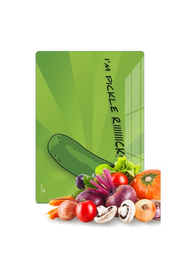 Pickle Rick Desenli Cam Kesme Tahtası Ve Sunumluk 25 X 35 Cm Çok Renkli