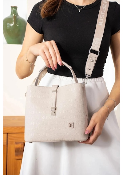Just Polo Kadın Orijinal Just Polo 3 Bölmeli Ayarlanabilir Askılı Şık El & Omuz Çantası Shoulder Bag Taş