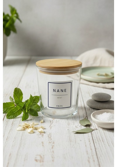 Nova - 12'li Bambu Vakum Kapaklı Etiket Hediyeli Cam Saklama Kabı Baharatlık Seti 350 Ml Diğer