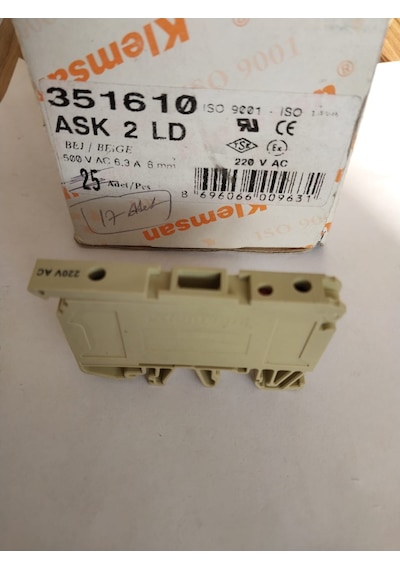 Klemsan 6mm2, Vida bağlantılı, 220V AC ledli, sigortalı klemens(5
