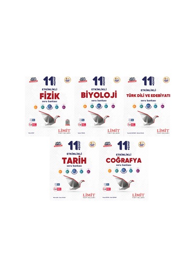 Limit 2027 11. Sınıf Fizik + Biyoloji + Türk Dili Ve Edebiyatı + Tarih + Coğrafya Soru Bankası Seti 5 Kitap Maarif Model